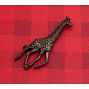 Vintage Mid Century Giraffe Bronze Tone Brooch by JJ - O23